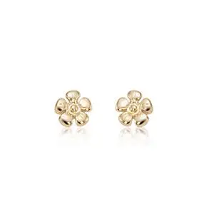14K Yellow Gold Small Daisy Flower Earrings 1