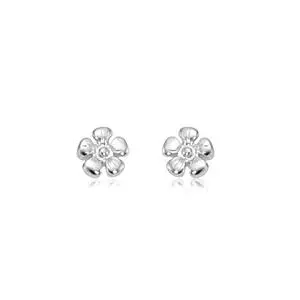 14K White Gold Daisy Flower Earrings 1