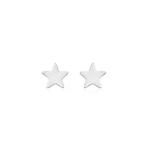 14K White Gold Small Star Earrings 1