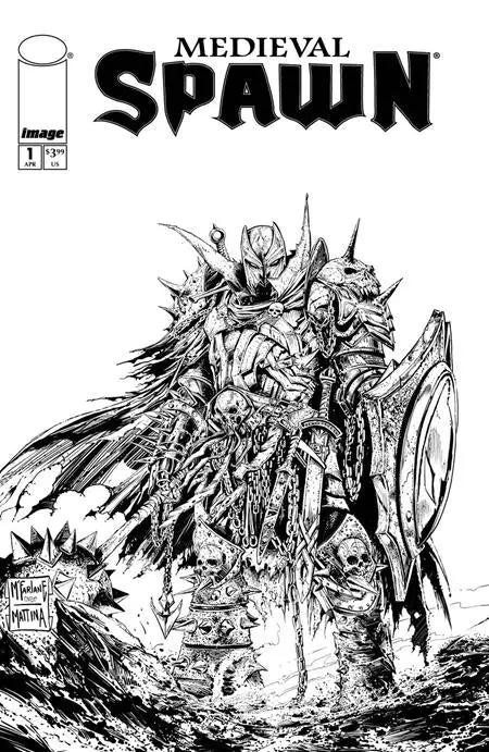 Medieval Spawn #1 (Of 4) Cvr B Todd Mcfarlane & Francesco Mattina B&W Var 1