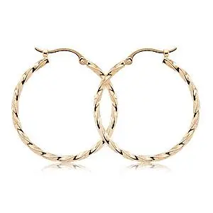 14K Yellow Gold Twisted Tube Hoop Earrings 1