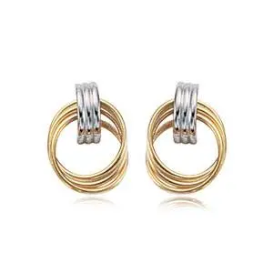 14K Yellow And White Gold Door Knocker Earrings 1