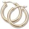 14K Rose Gold 3X20mm Hoop Earrings 1