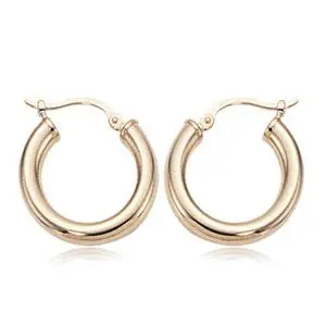 14K Yellow Gold 3X18mm Hoop Earrings 1
