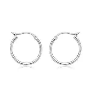 14K White Gold  1.5Mm X 15Mm Hoop Earrings 1