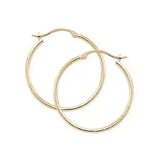 14K Yellow Gold 1.5 X 20Mm Hoop Earrings 1