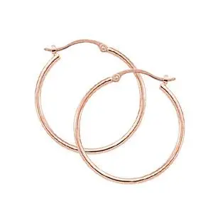14K Rose Gold 1.5X20mm Hoop Earrings 1