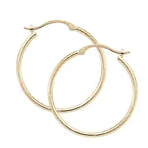 14K Yellow Gold  1.5Mm X 25Mm Hoop Earrings 1