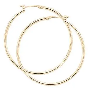 14K Yellow Gold 1.5Mm X 30Mm Hoop Earrings 1