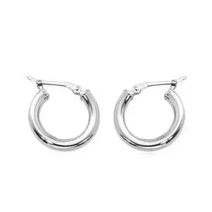 14K White Gold 2.5Mm X 15Mm Hoop Earrings 1