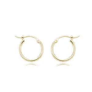14K Yellow Gold  1.5X12mm Hoop Earrings 1