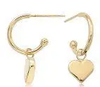14K Yellow Gold Flat Heart Drop Earrings 1