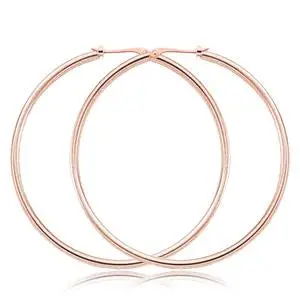 14K Yellow Gold  1.5X50mm Hoop Earrings 1