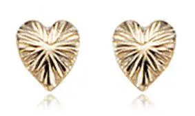 14K Yellow Gold Lined Heart Earrings 1