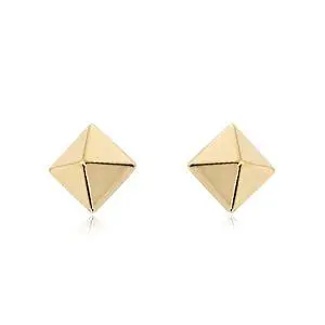 14K Yellow Gold 6Mm Pyramid Earrings 1