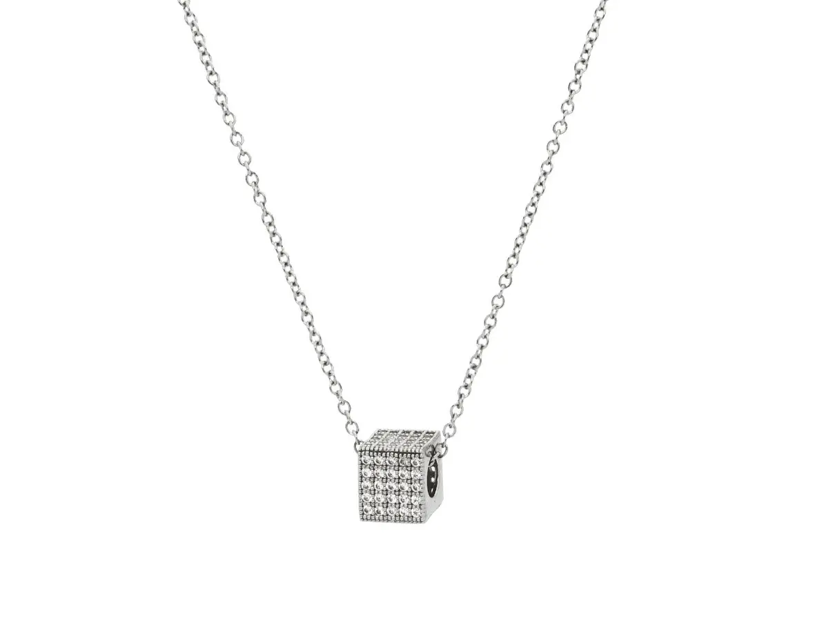 Sterling Silver Square Cz Pendant 1