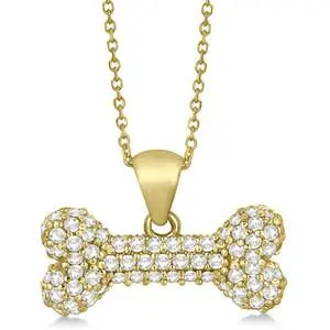 Gold Plated Sterling Silver And Cz Dog Bone Pendant 1