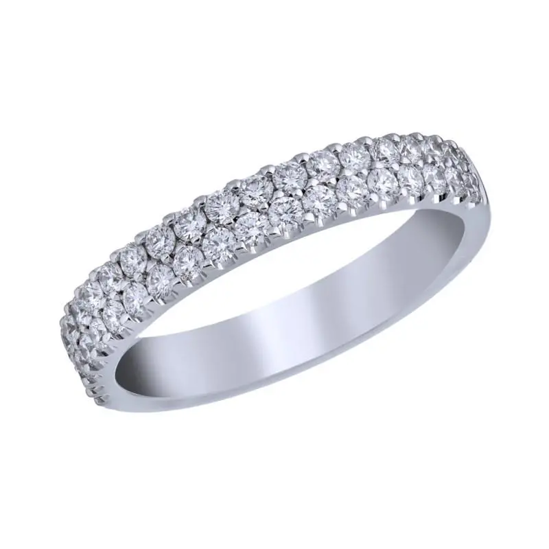 18K White Gold Two Row Diamond Band 1
