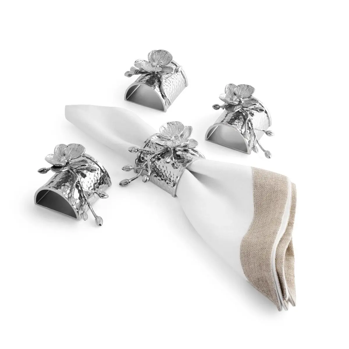 White Orchid Napkin Ring Set 1