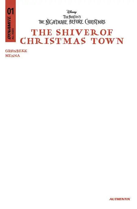 Tim Burtons The Nightmare Before Christmas The Shiver Of Christmas Town #1 Cvr E Blank Authentix Var 1