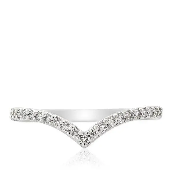 14K White Gold Diamond Chevron Style  Ring 1
