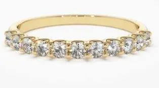 14K Yellow Gold Shared Prong Wedding Band Size 7 1