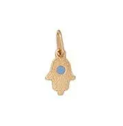 18K Yellow Gold Blue Enamel Chamsa Charm 1