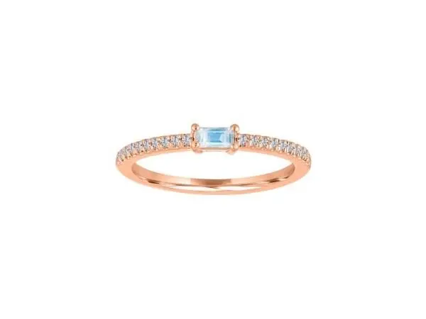 14K Rose Gold  Moonstone  And Diamond Band  Ring 1