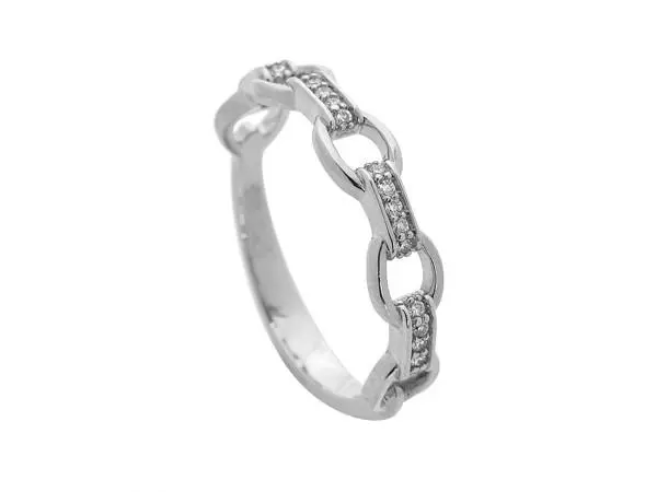 14K White Gold Diamond Bar And Open Circle Ring 1