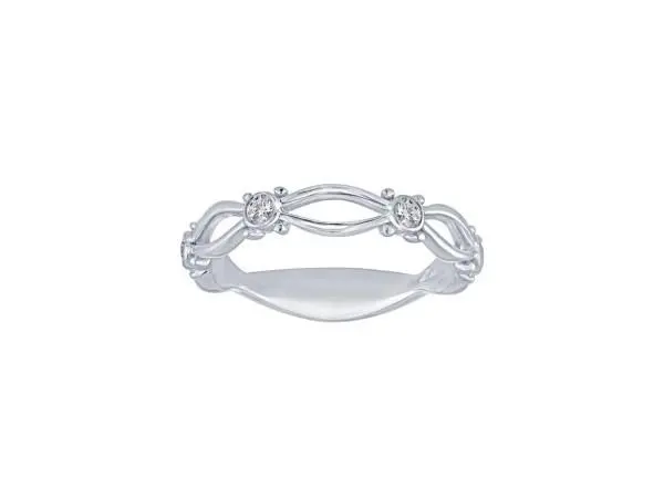 14K White Gold Open Design Diamond Band Ring 1