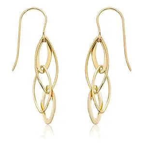 14K Yellow Gold Interlocking Almond Drop Earrings 1