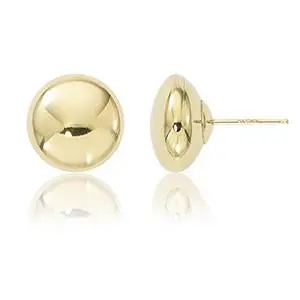 14K Yellow Gold  10Mm Flat Ball Earrings 1