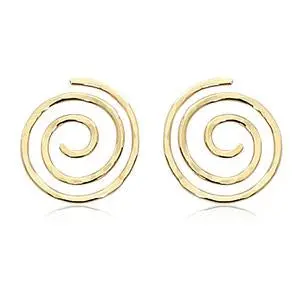 14K Yellow Gold Hammered Small Spiral Earrings 1