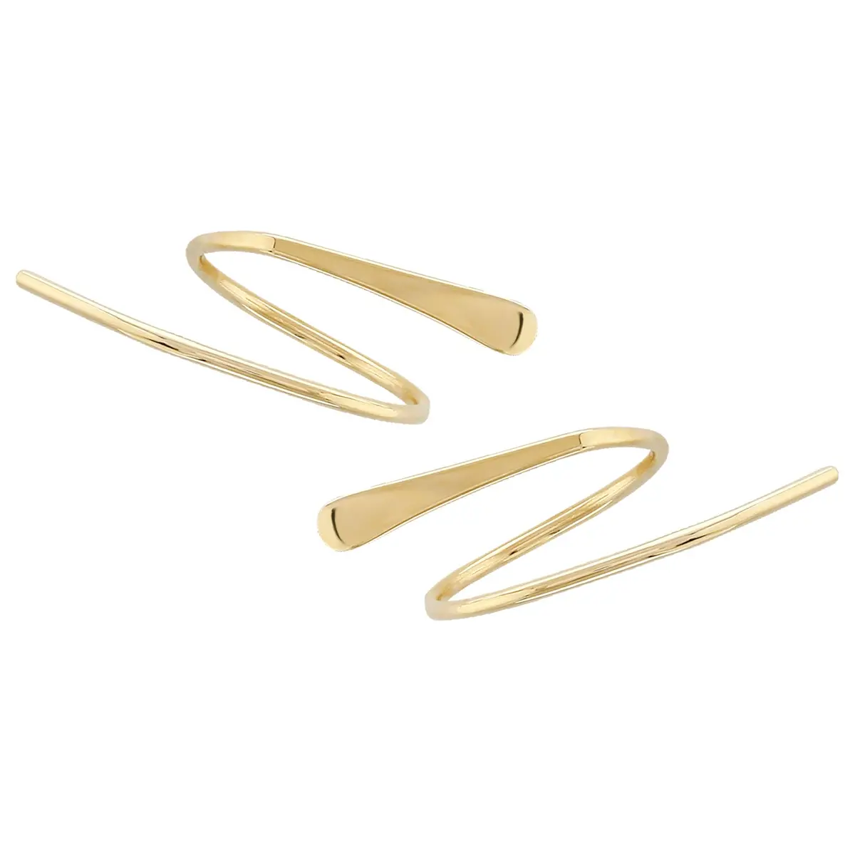 14K Yellow Gold Flat Weeve Climber Earrings 1