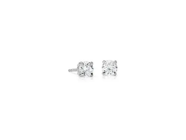 14K White Gold Diamond Stud Earrings Weighing .17Ct Total Weight 1