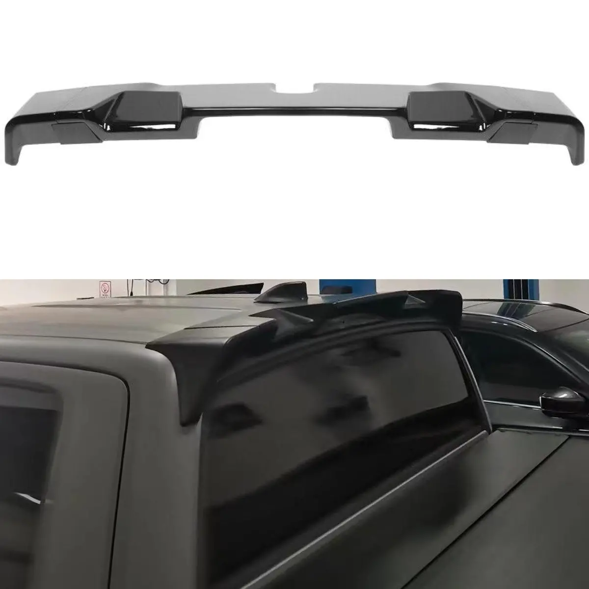 Fits 2014-2017 Gmc 1500 Rear Protector Truck Cab Spoiler (Gloss Black) 1
