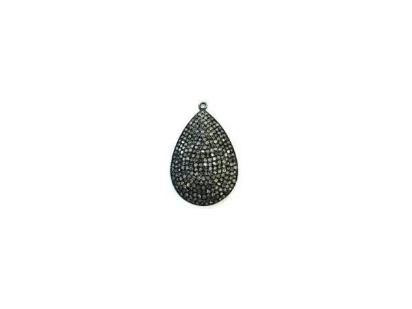 Oxidized Silver Pave Set Diamond Pendant 1