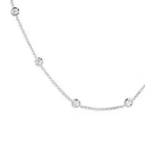 14K White Gold  Diamonds By The Yard Necklace Length 16 1
