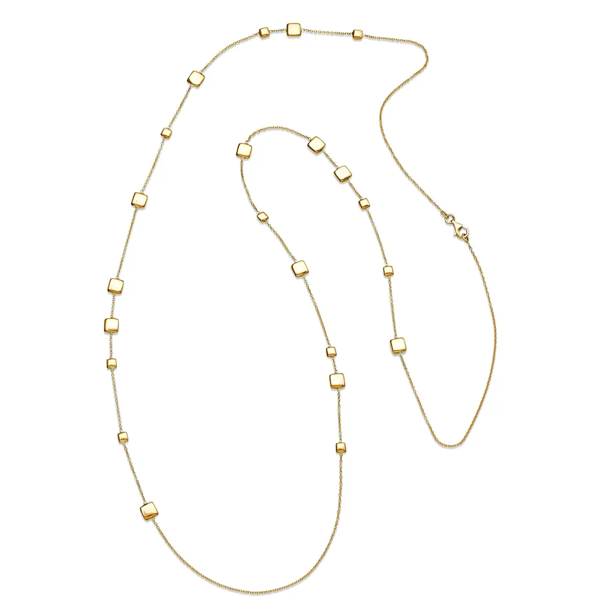 18K Yellow Gold Alternating Squares Necklace-35" 1