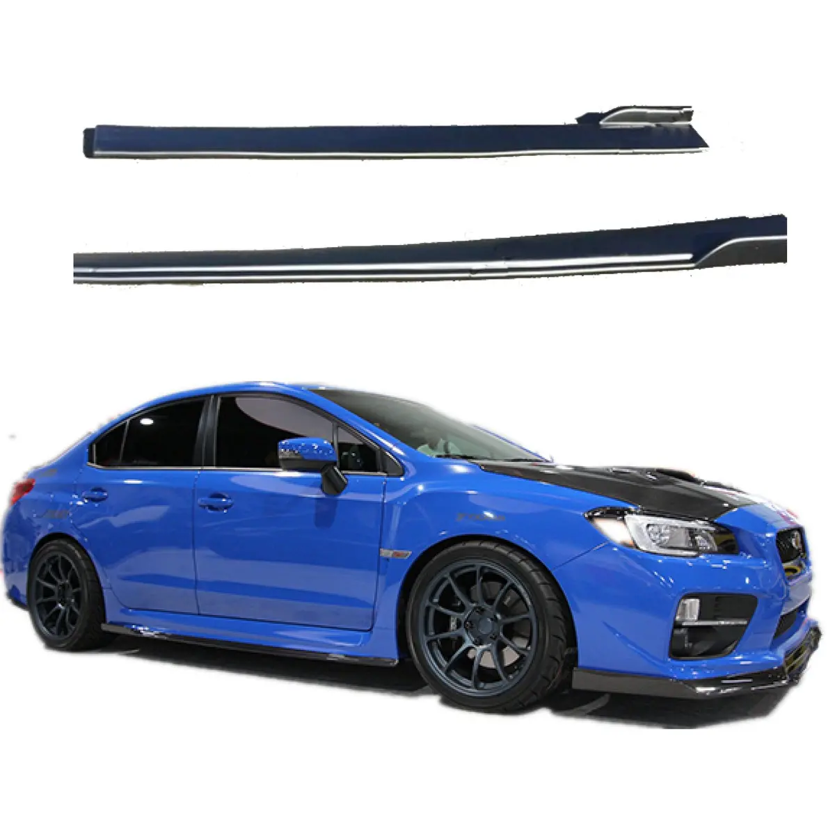 2015-2021 Subaru Wrx Sti Va - Side Skirts With Winglet - Unpainted Black 1