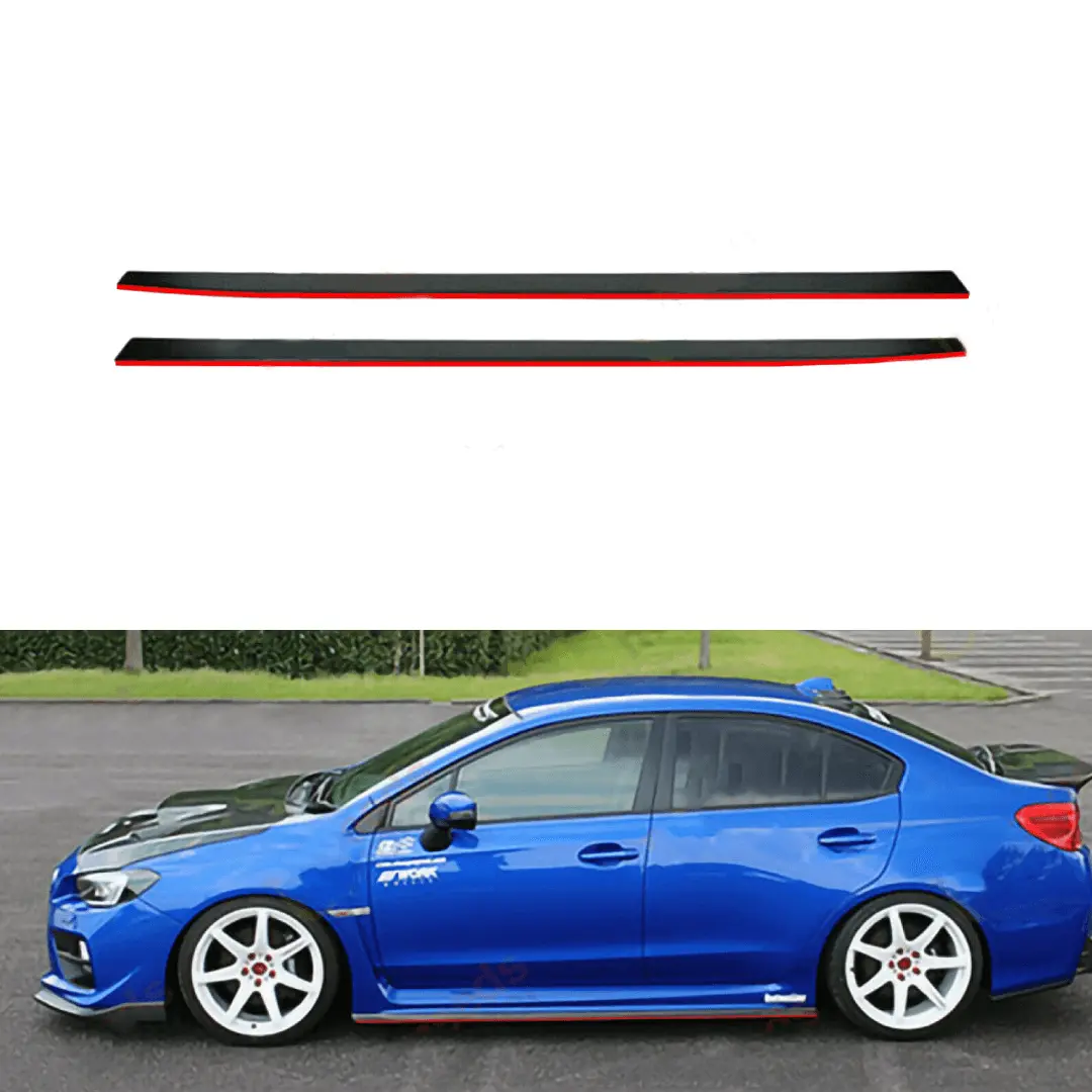 2015-2021 Subaru Impreza Wrx Sti Va - Side Skirt Extensions - Gloss Black W/ Red Trim (2Pc) 1