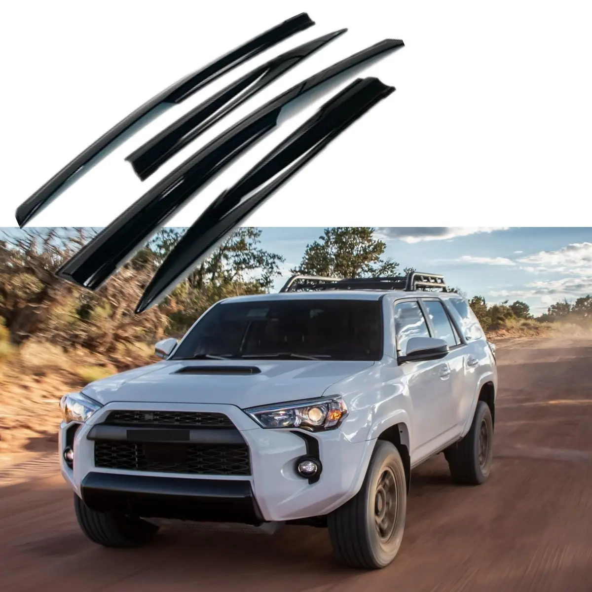 Fit 2010-2019 Toyota 4 Runner 3D Mugen Style Vent Window Visors Rain Sun Wind Guards Shade Deflectors 1