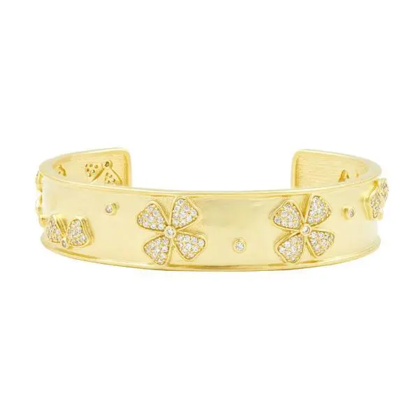 Frieda Rothman Sterling Silver Gold Plated Harmony Flower Cuff Bangle 1