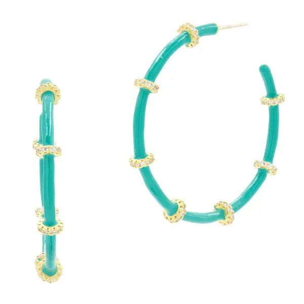 Frieda Rothman Sterling Silver Harmony Turquoise Enamel Hoop Earring 1