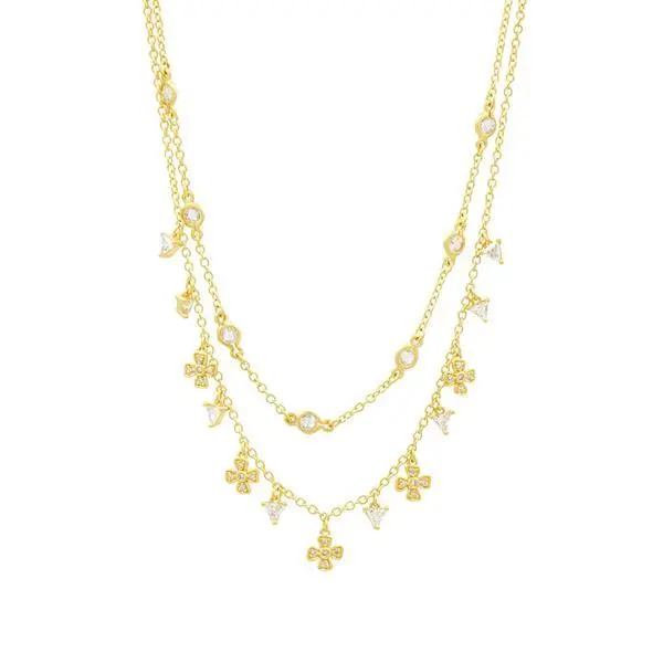 Frieda Rothman Sterling Silver Gold Plated Harmony Double Strand Short Necklace 1