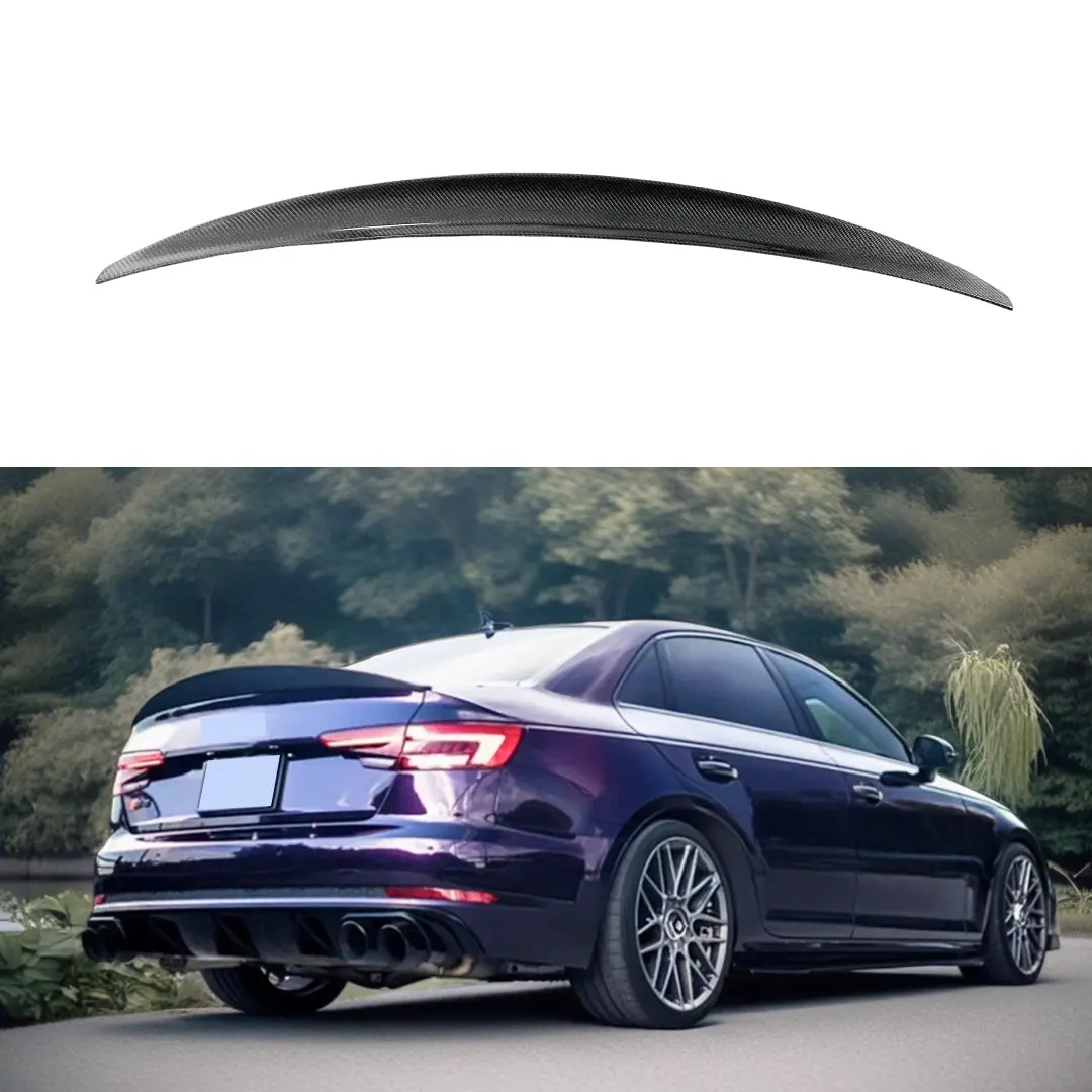 Real Carbon Fiber Rear Trunk Wing Spoiler For Audi A4 S4 2018-2025 1