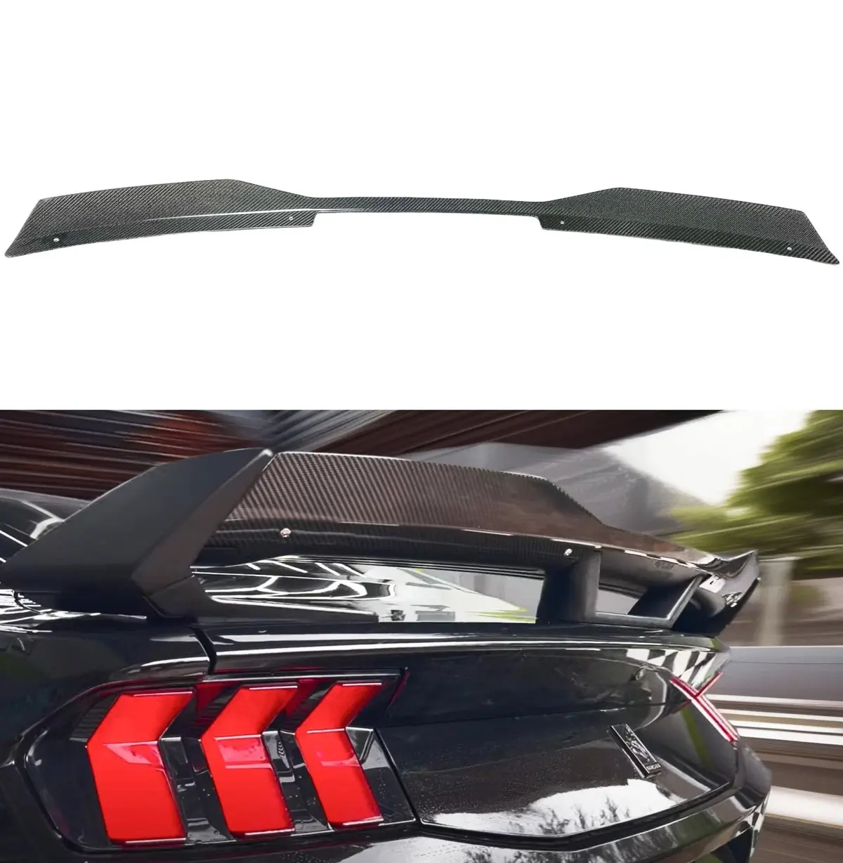 Fit 2024-2025 Ford Mustang Dark Horse Style Real Carbon Fiber Wing Gurney Flap Rear Spoiler 1
