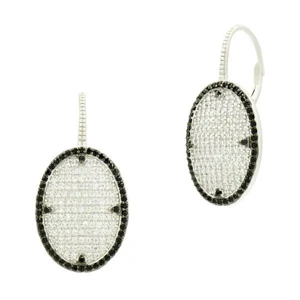 Frieda Rothman Sterling Silver Industrial Finish Pavé Dangle Earrings 1