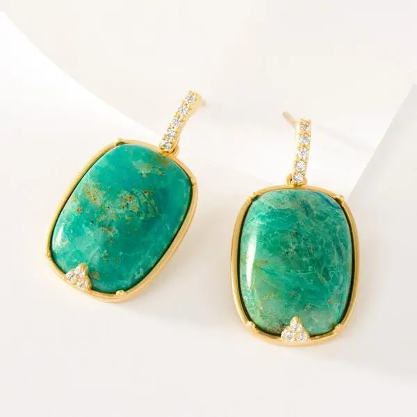 Frieda Rothman Sterling Silver Gold Plated Chrysocolla Drop Earring 1