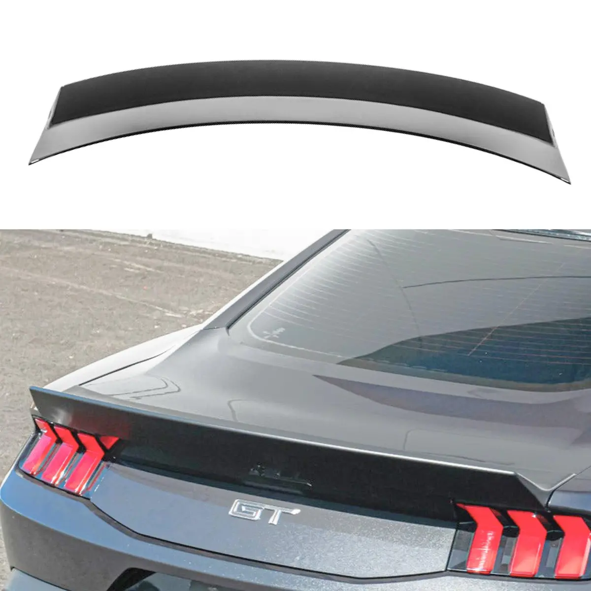 Rear Spoiler Wing Duckbill Spoiler Black Fits 2024-2025 Ford Mustang S650 1
